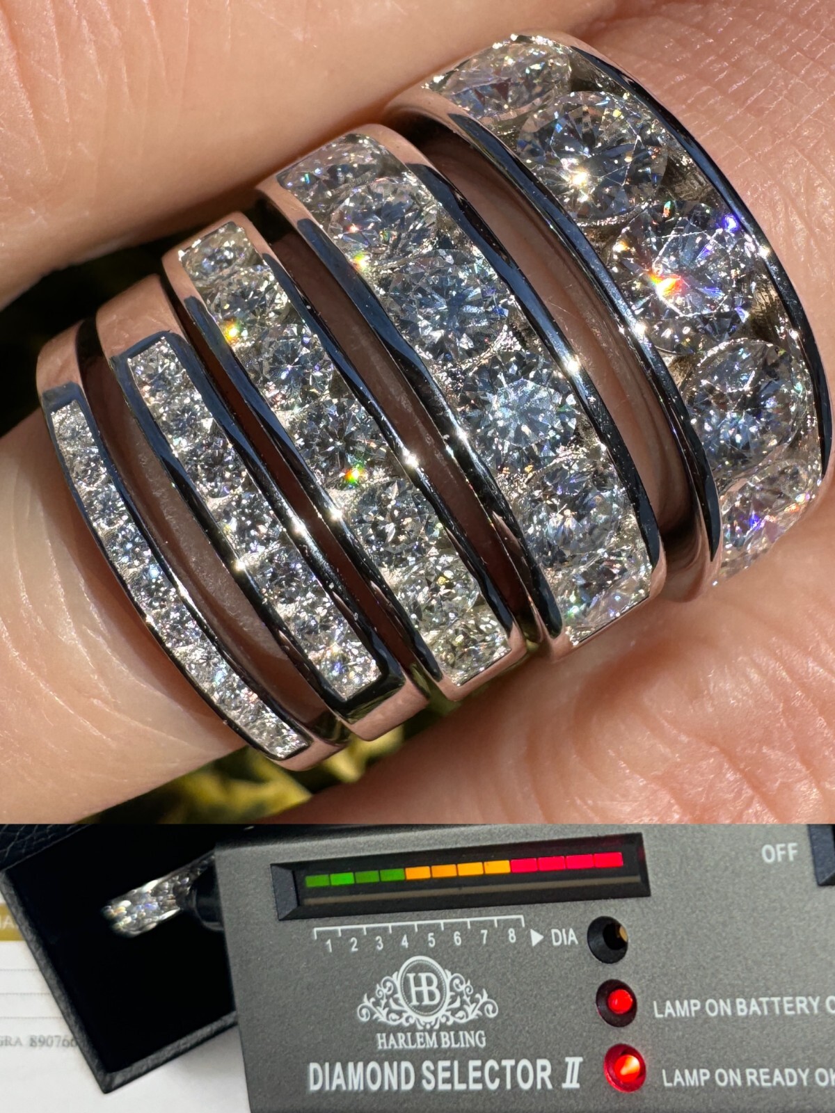 Real Moissanite Half Eternity Band Channel Set Wedding Ring 925 Silver 1.5mm-5mm