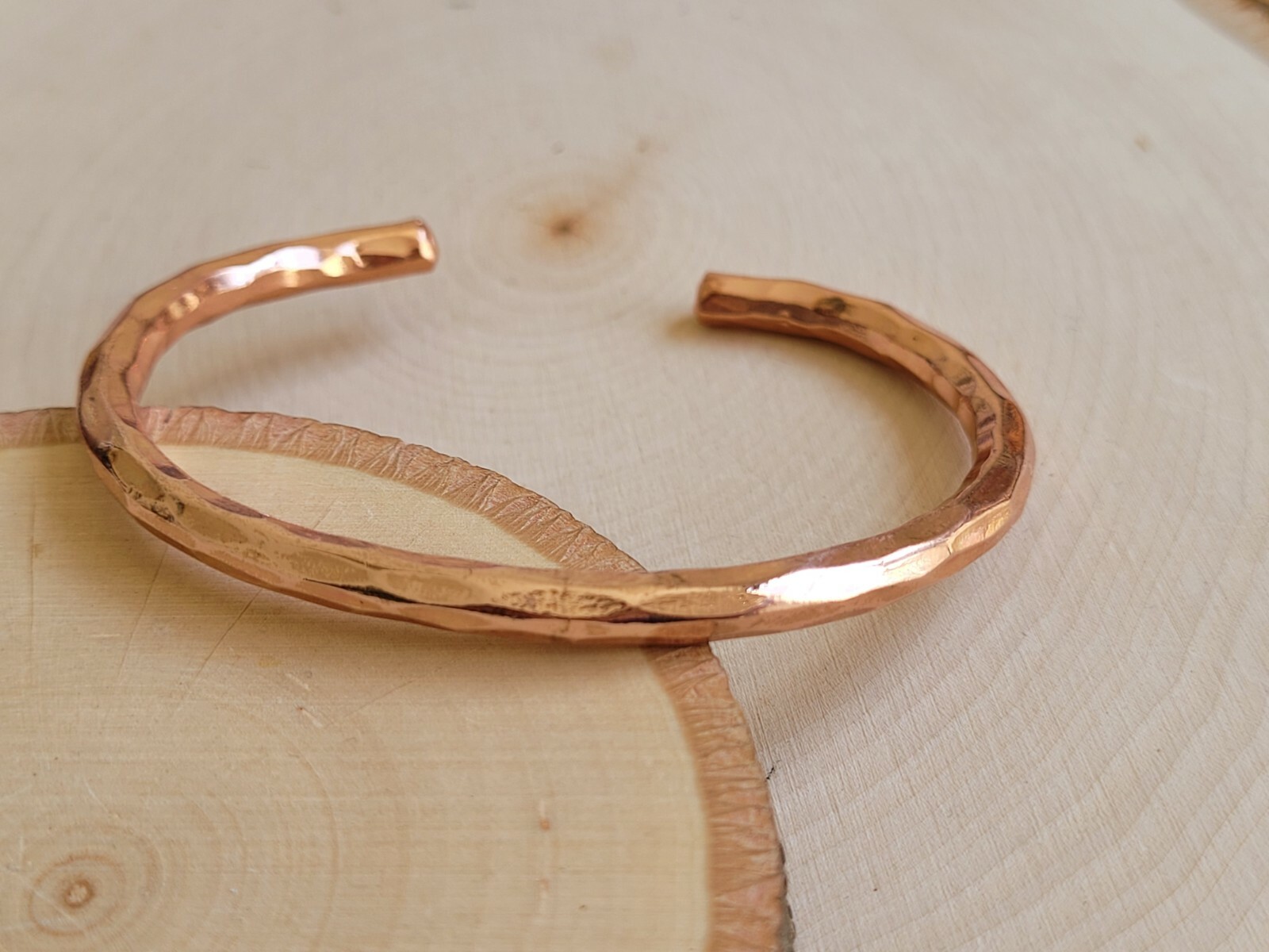 Hammered Solid Copper Cuff – Pure Copper Arthritis Therapy Adjustable Bracelet