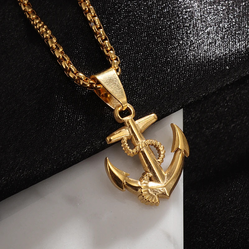 Stainless Steel Pirates of The Caribbean Anchor Sailor Anchor Necklace Pendant M