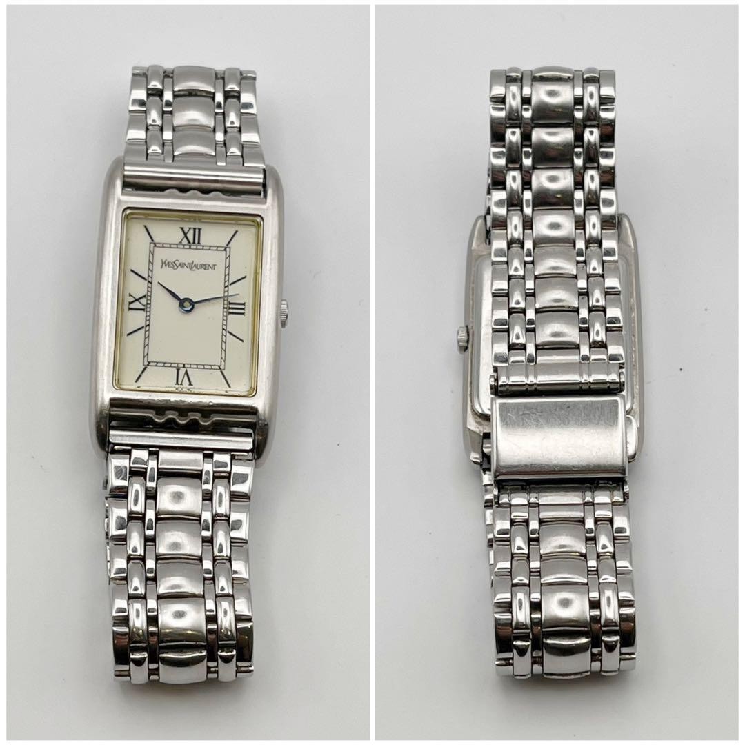 YSL Yves Saint Laurent Tank Quartz 4625-E68184 White Watch Japan 0712396