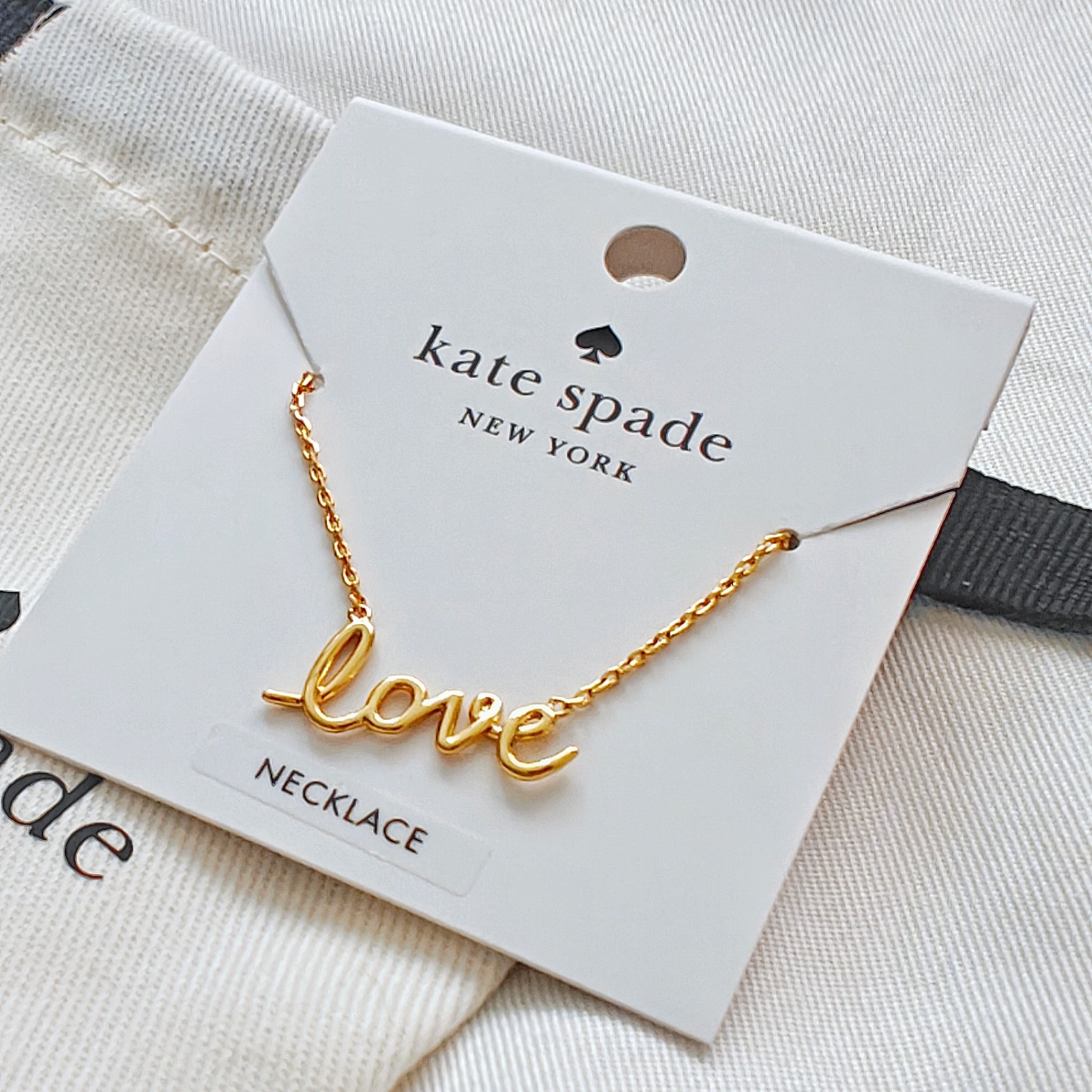 NWT KATE SPADE Say Yes Love Pendant Necklace Gold KI174 W DUST BAG $69