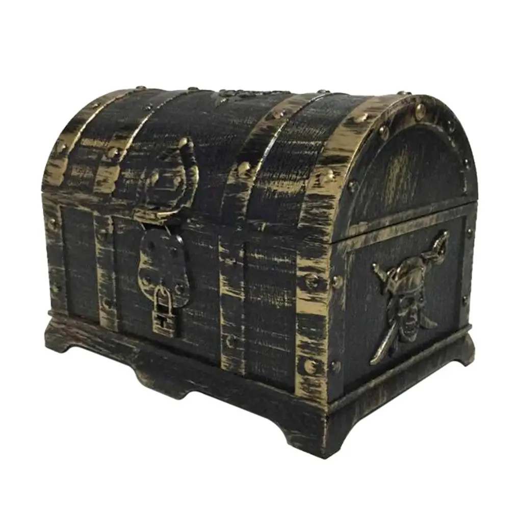 17”x15”x11 Wood Pirate’s Treasure Chest Nautical Jewelry Box, Includes Lock
