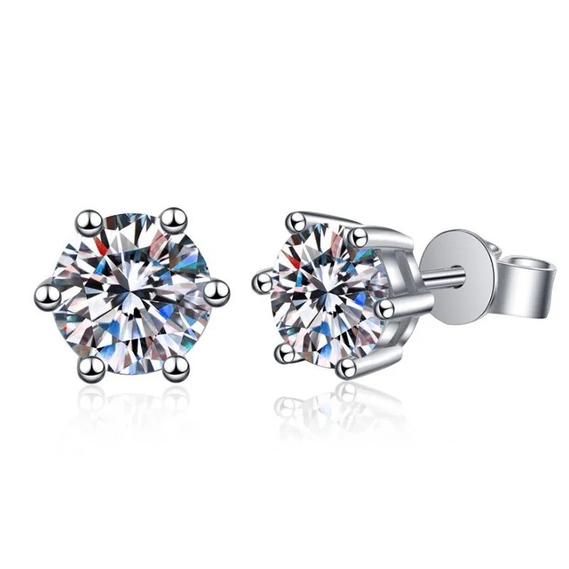 5-9MM Moissanite Earring 925 Sterling Silver Plated with 18k White Gold Stud Ear