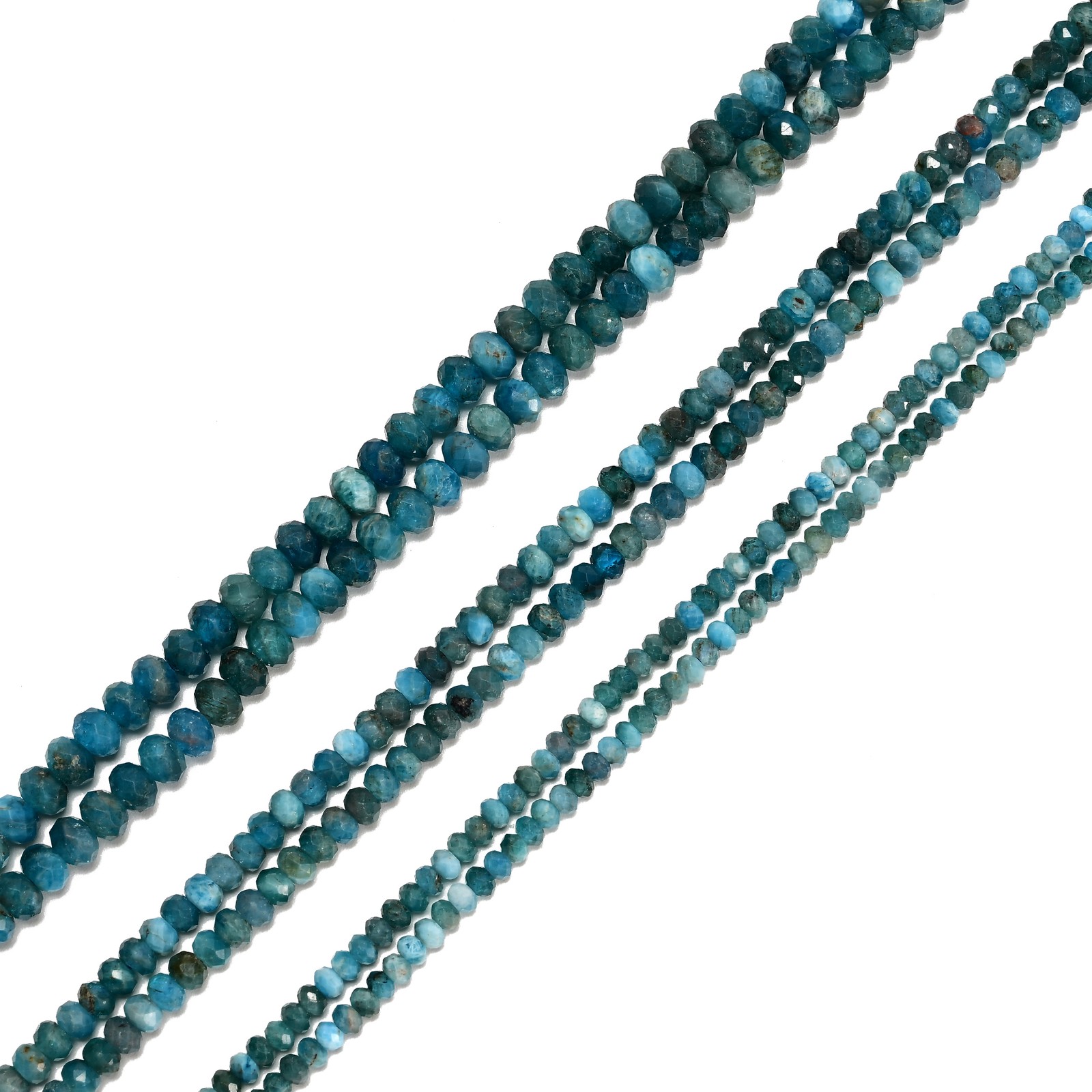 Natural Blue Apatite Faceted Rondelle Beads 2x3mm 3x4mm 3x5mm 15.5″ Strand