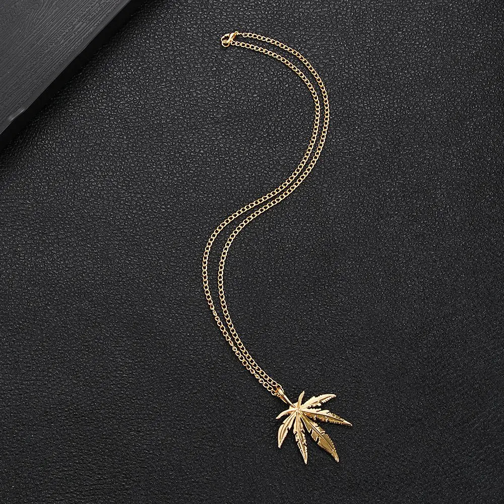 Gift Fashion Titanium Steel Rock Punk Retro Hip Hop Choker Leaf Pendant Maple Le