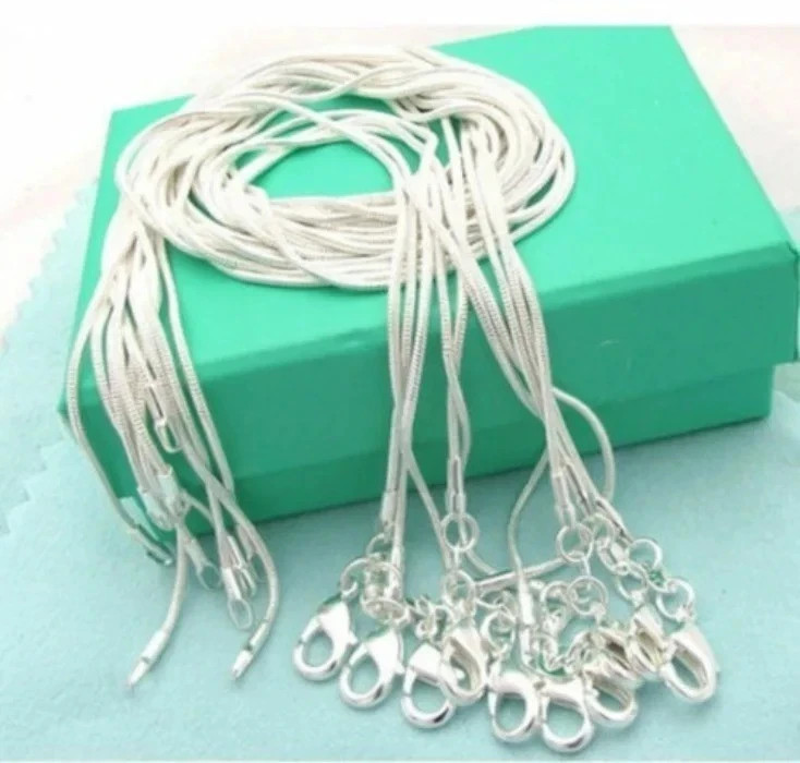 10PCS wholesale 925 sterling solid silver 1MM 16-30inch snake chain necklace