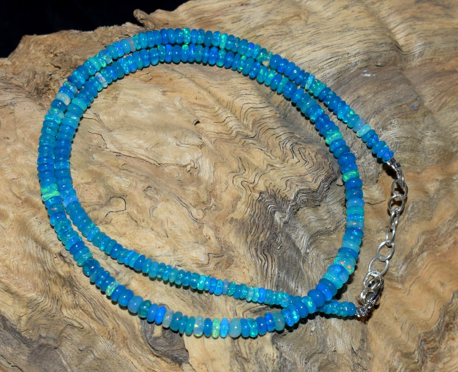 16”Natural Ethiopian Opal Wello Fire Opal Gemstone Beads Necklace AF0632