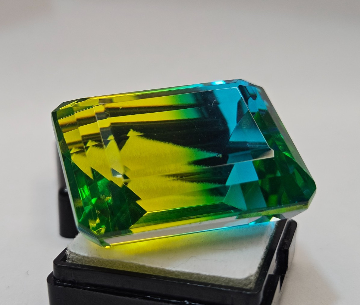 Tourmaline Bi-Colour Emerald Cut 109 Ct Natural Loose Certified Gemstone FR-469
