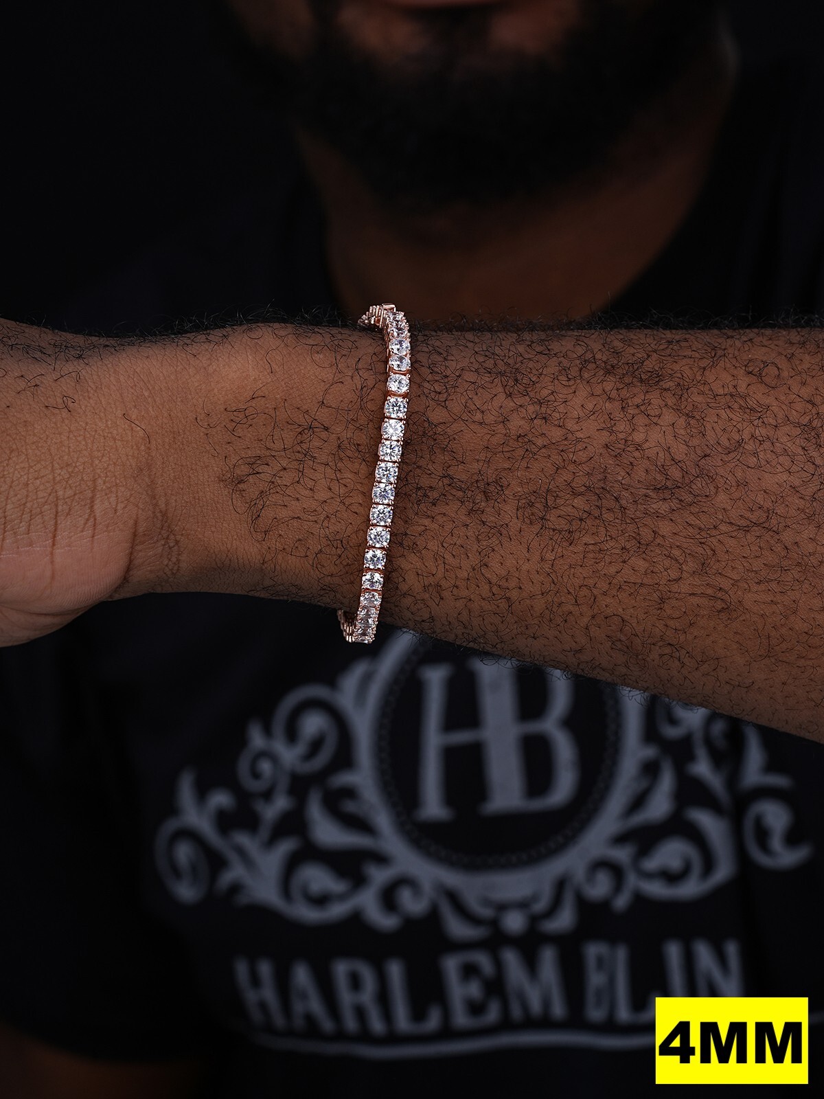 Tennis Bracelet Rose Gold Plated SOLID 925 Sterling Silver ITALY CZ Iced 3-5mm