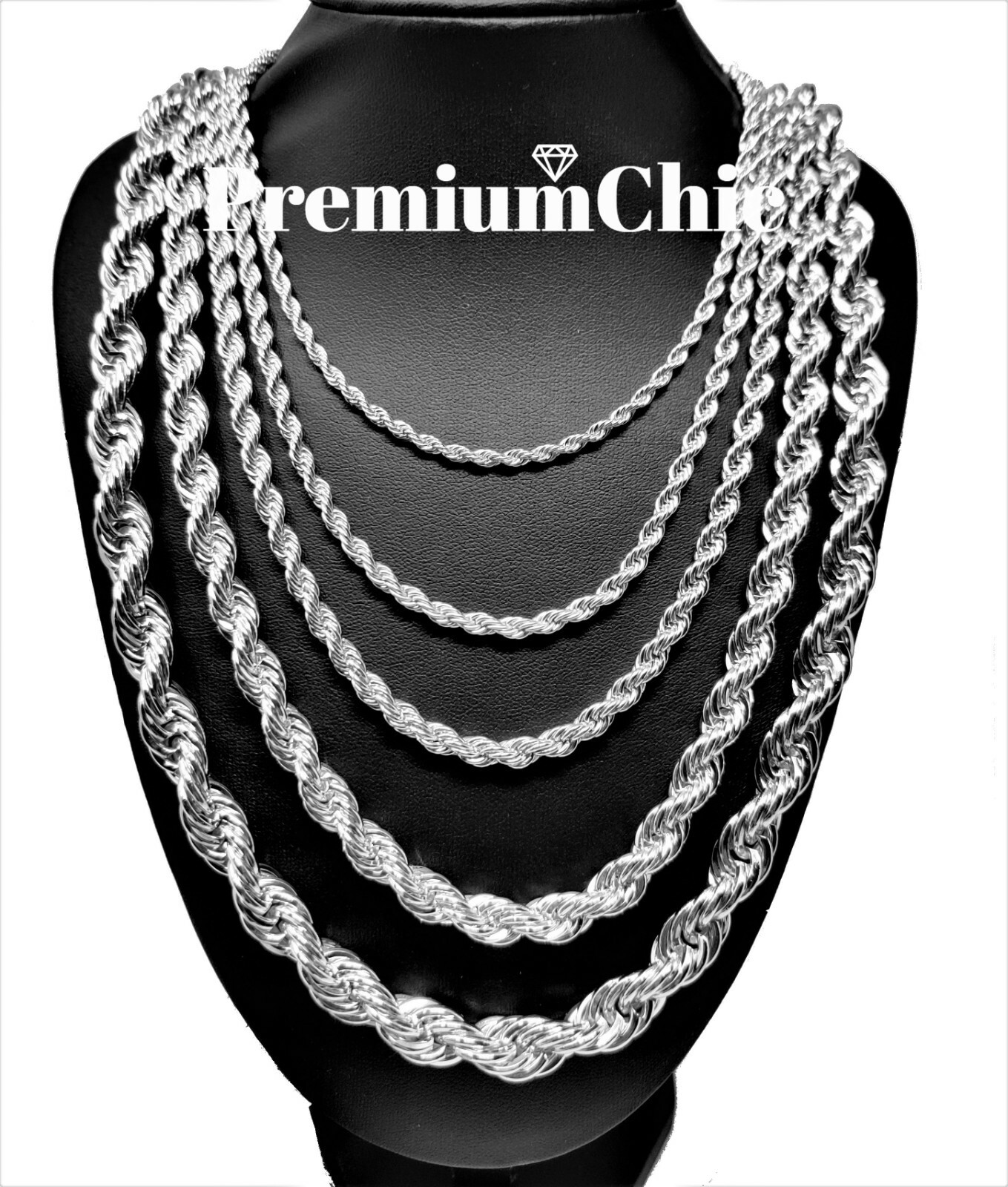 8MM or 10MM Rope Chain Necklace 16″ to 30″ 14K Gold Plated Mens Hip Hop Jewelry