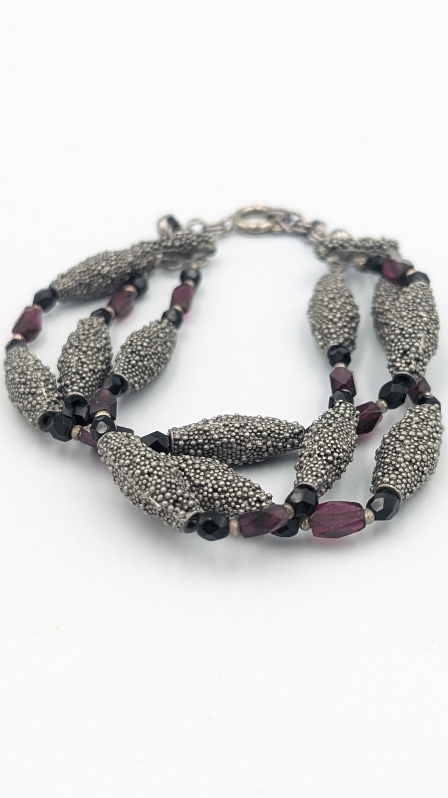 In The Style of Michael Dawkins Silver Popcorn Beaded Multi-Strand Bracelet