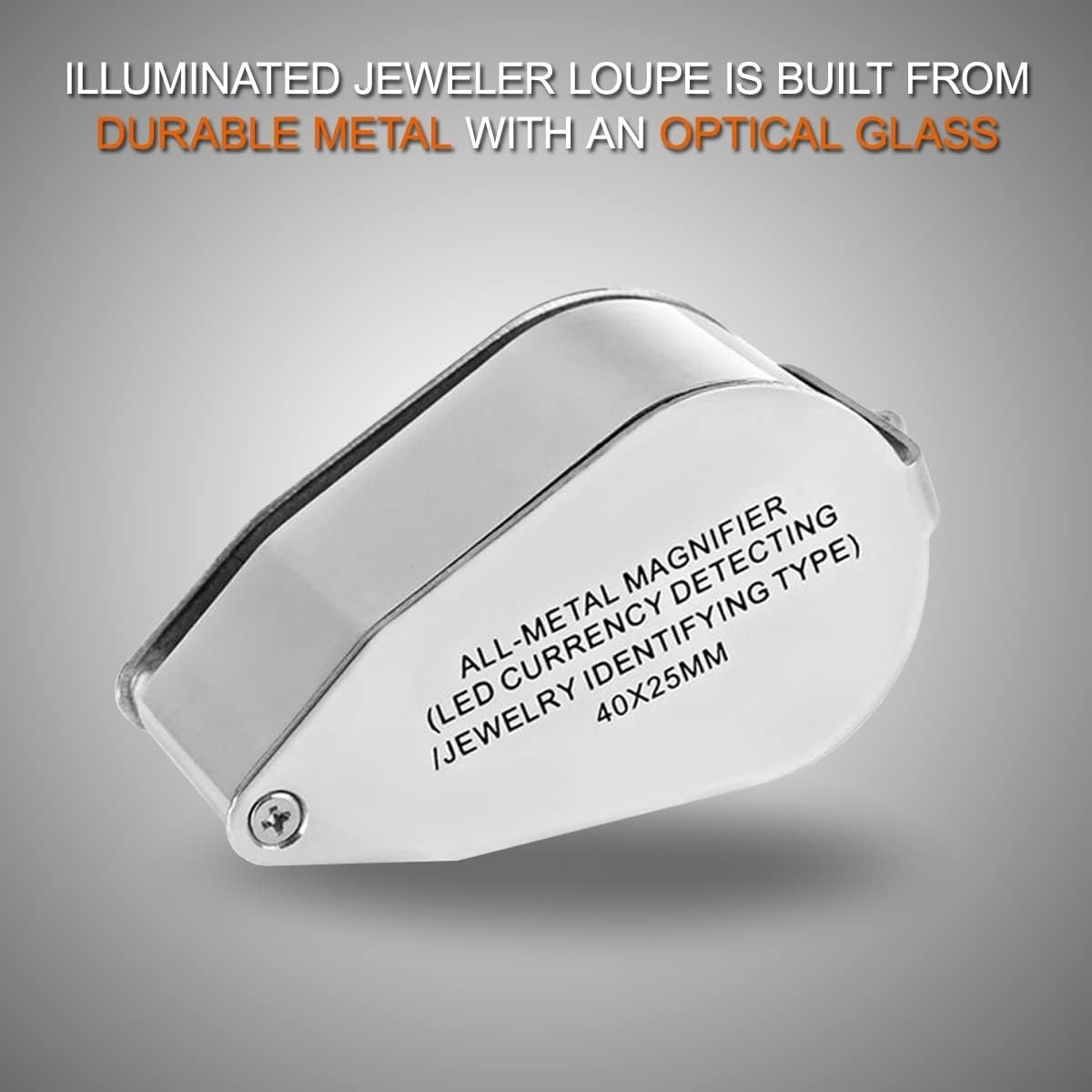 40X Jewelers Loupe Jewelry Loop Coin Magnifier Light Pocket LED Magnifying Glass