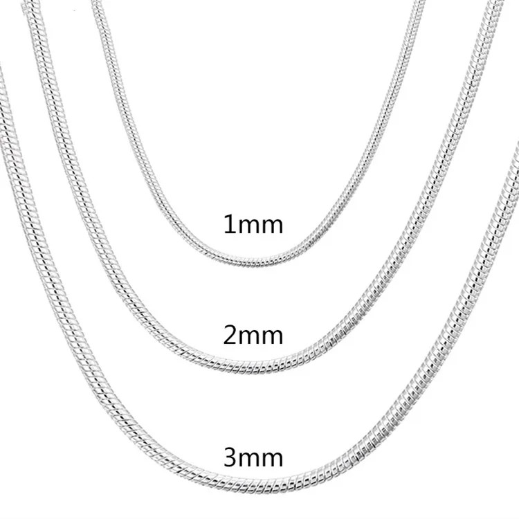 925 Sterling Silver Solid Snake Chain Womens Mens Necklace