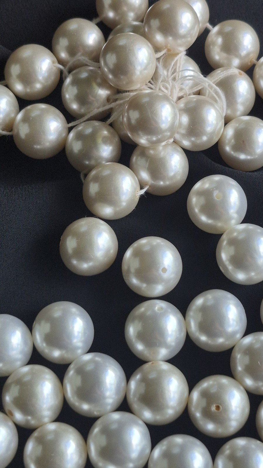 Vintage 15mm High Luster Acrylic Faux Pearl Beads 64pc Original Strand