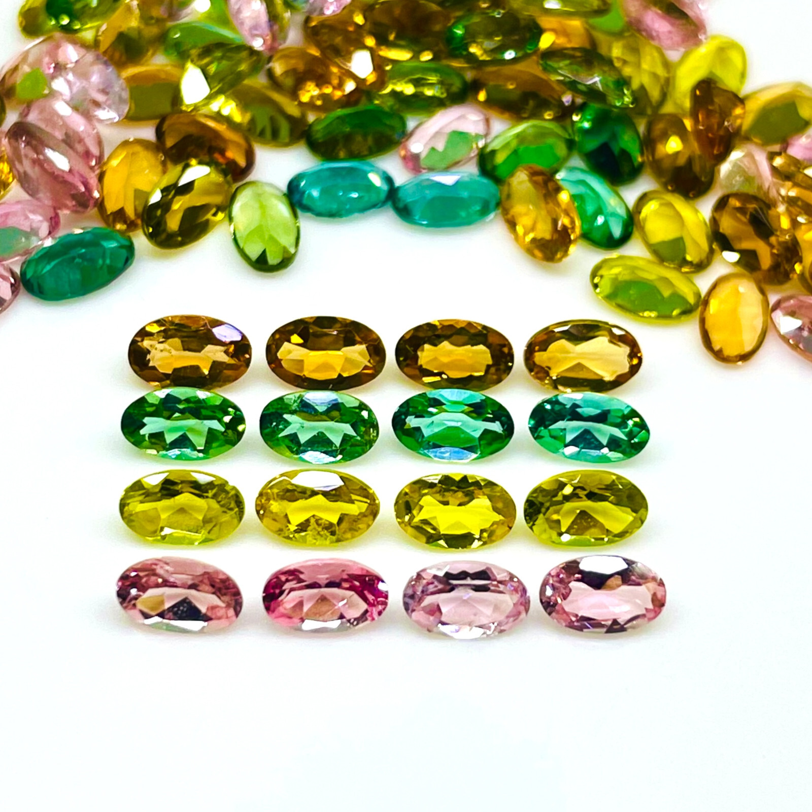 VVS 24 Pcs Natural Multi Tourmaline 5x3mm Oval Cut Loose Untreated Gemstones