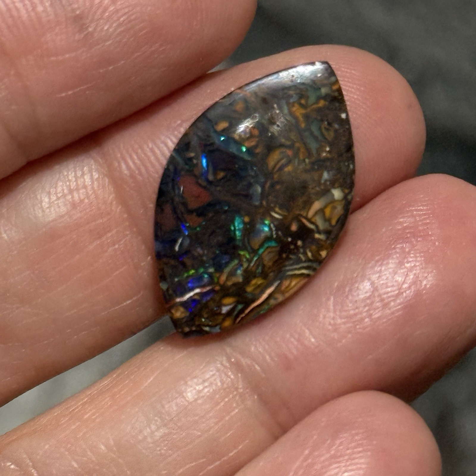 8.05ct 24×14.6×2.7mm Finely Polished Australian Koroit Boulder Opal Cabochon