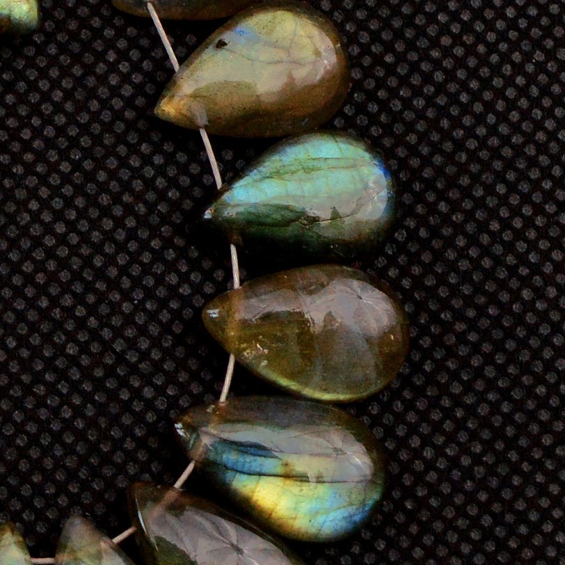 15Pcs 87Cts Natural Labradorite Loose Briolette Gemstone Lot 19×10 12x9mm #18621
