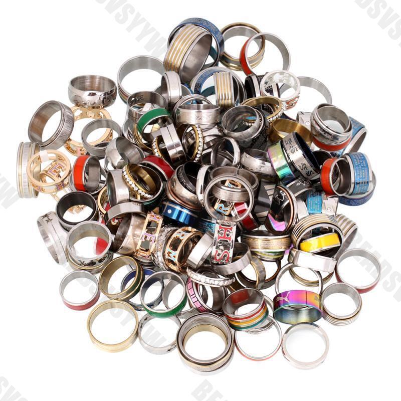 50 X Wholesale Bulk Lot Mixed Stainless Steel Rings Men’s Women’s Band Ring USA