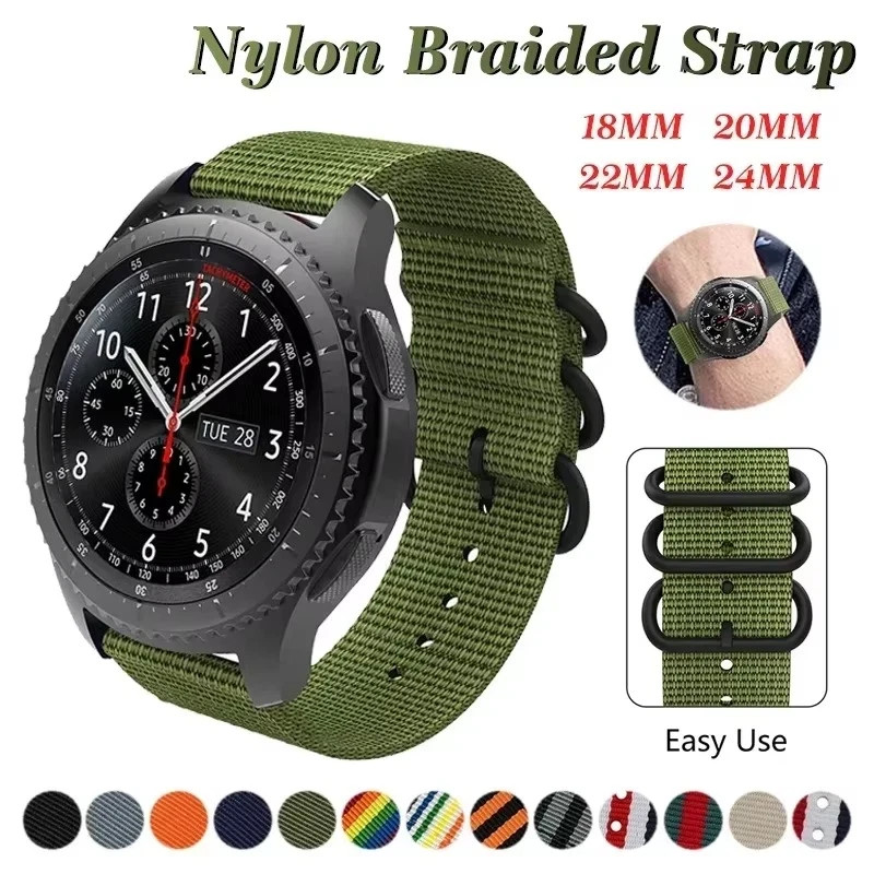 18mm 20mm 22mm Durable Military Woven Nylon Wrist Watch Band Quick Release Strap