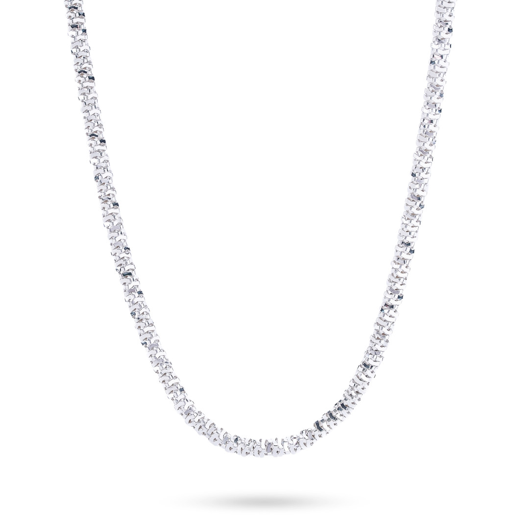 4MM Diamond Cut Sparkle Ice Rock Chain Real 925 Sterling Silver Necklace ITALY