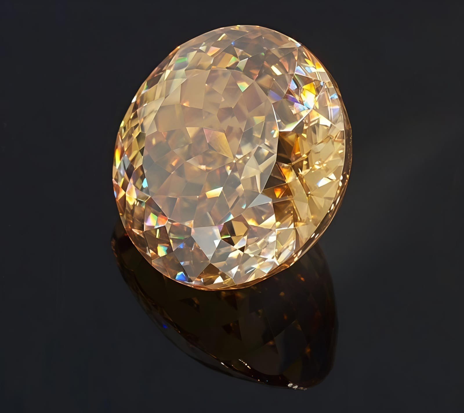 3 Ct Fancy Champagne Color Round Portuguese Loose VVS1 Diamond 9.50 MM Gemstone