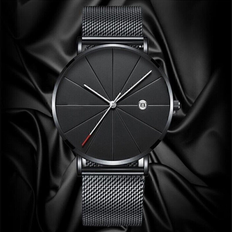 Ultra Casual Men’s Thin Quartz Analog Wrist Watch with Stainless Steel Mesh Band