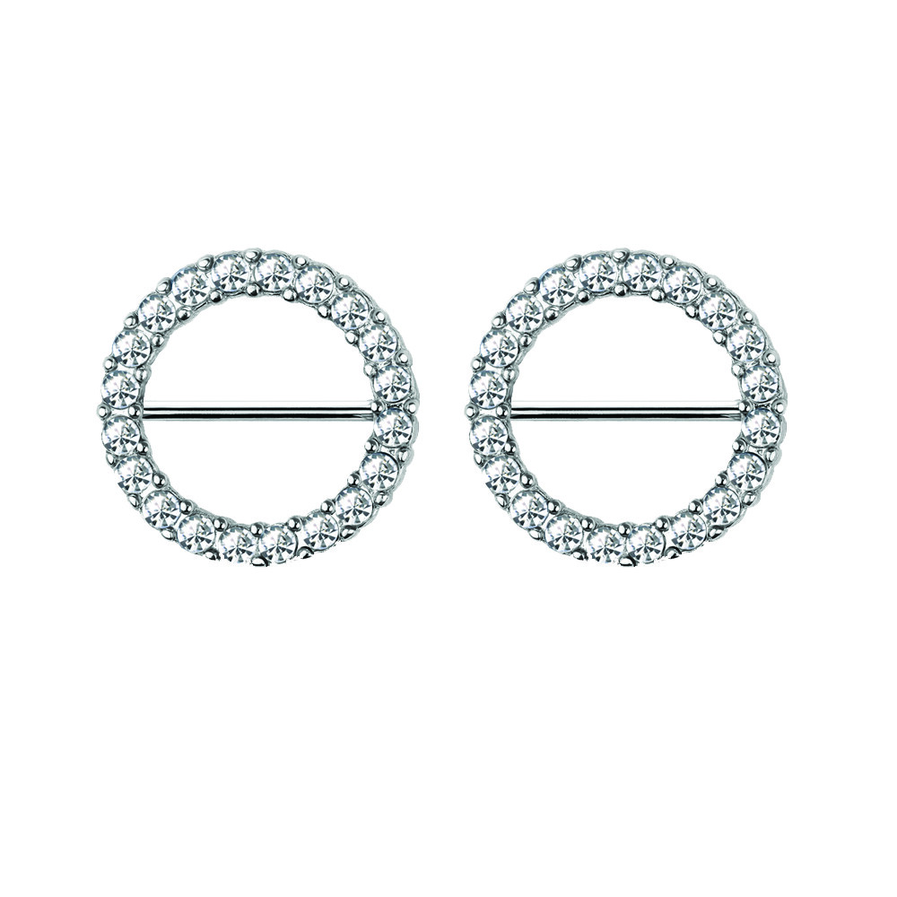 Nipple Clicker shield 14 Gauge Surgical steel Cz Jewels Sold As a pair