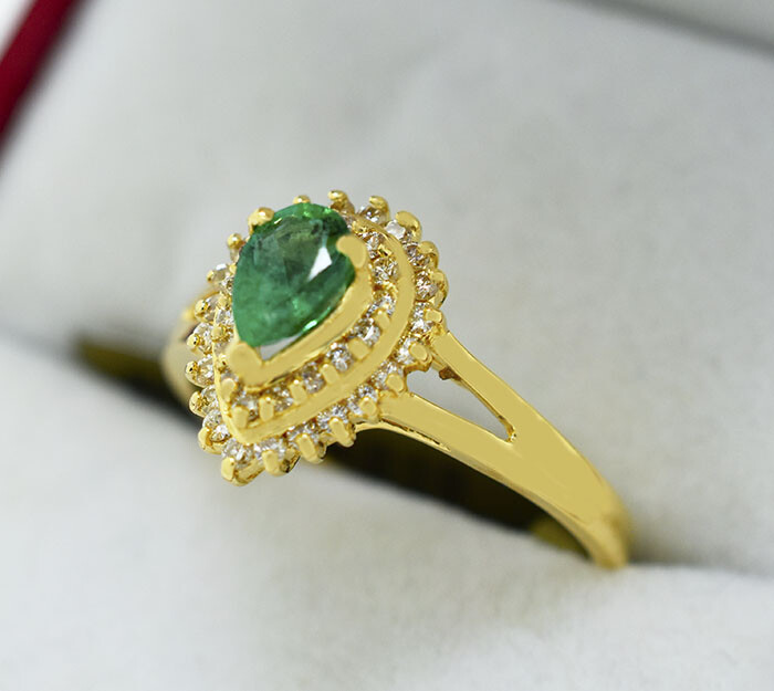 GENUINE 0.67 Cts EMERALD & DIAMOND RING 14k GOLD – NWT – Free Appraisal Service