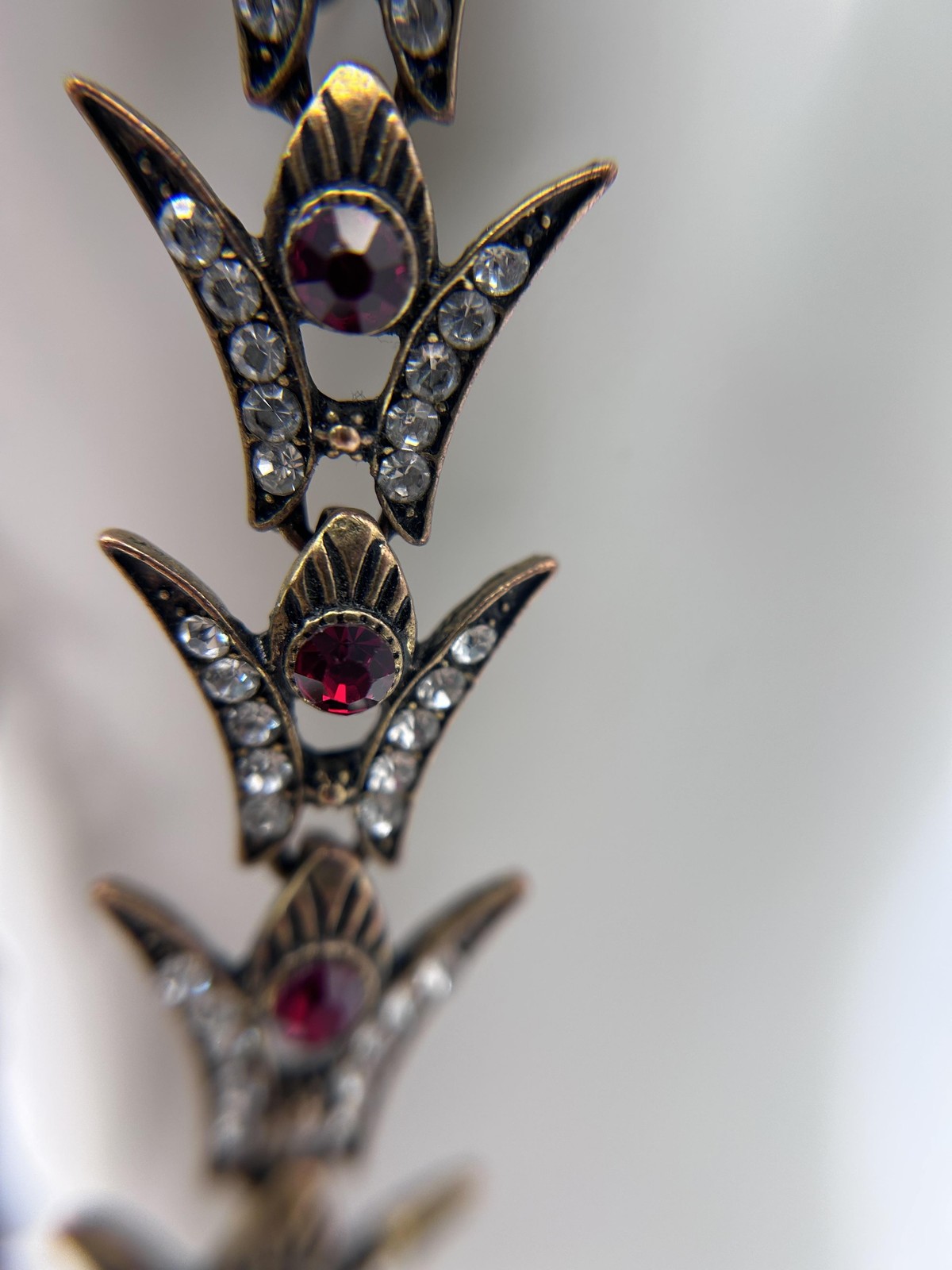 Bracelet Red Crystal Rhinestone Tennis Floral Lobster Womens 8.5 Inch Jewelry