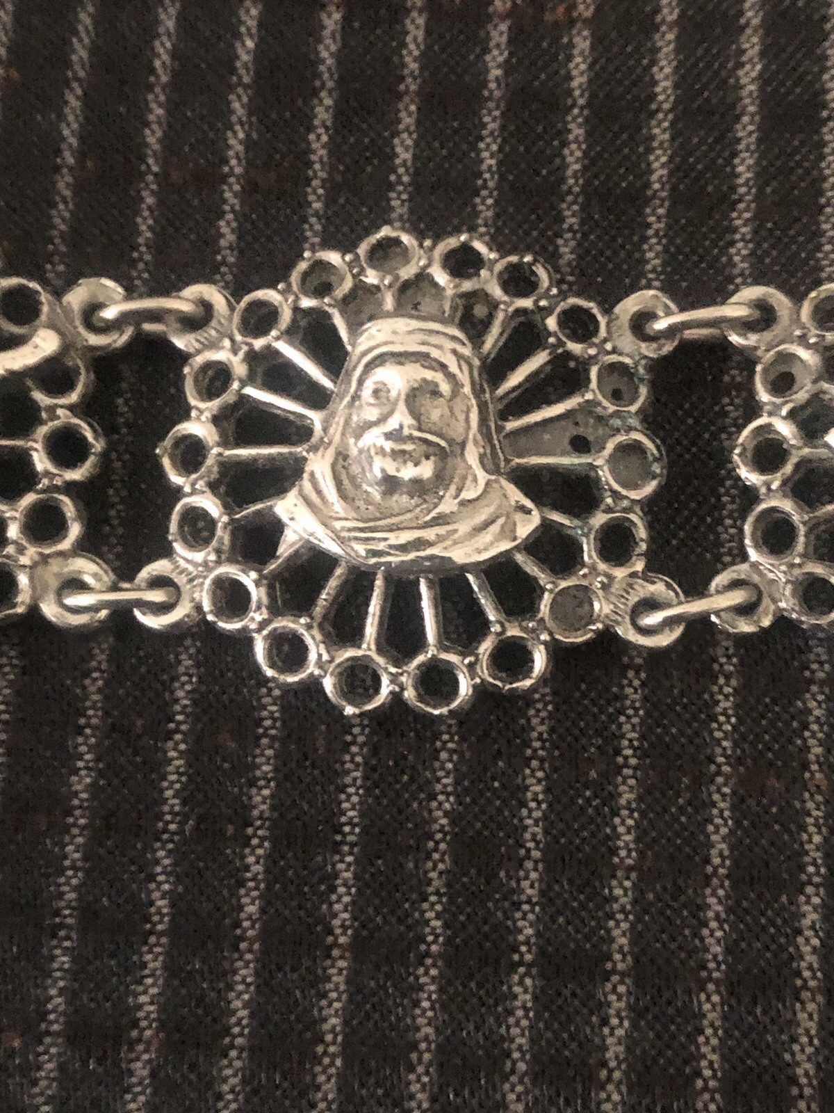 Vintage Moroccan Souvenir Du Maroc Panel Bracelet 70’s-80’s Silver Tone