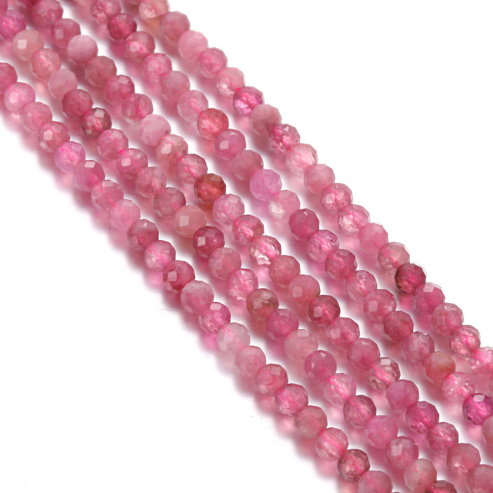 Natural Pink Tourmaline Faceted Round Beads 2mm 3mm 4mm 5mm 15.5″ Strand