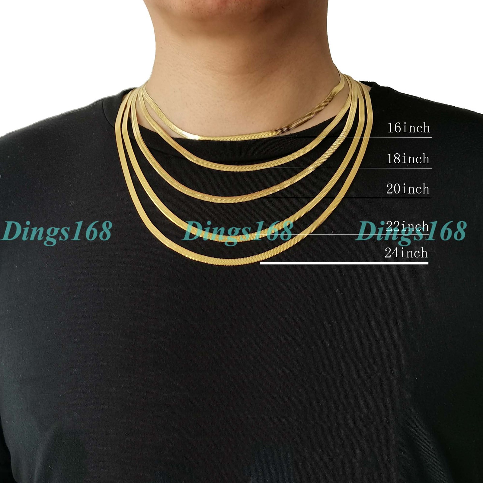 Designer Inspired Yellow Gold Filled 24inch 4mm Smooth Flat Snake Chain Necklace
