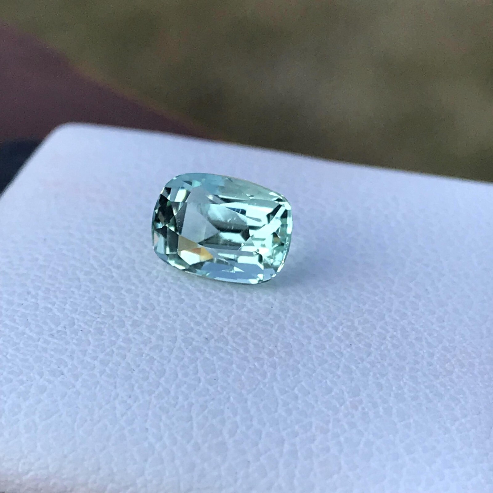 1.7Ct Natural Faceted Seafoam Tourmaline Cushion Cut Loose Gemstone Afghanistan