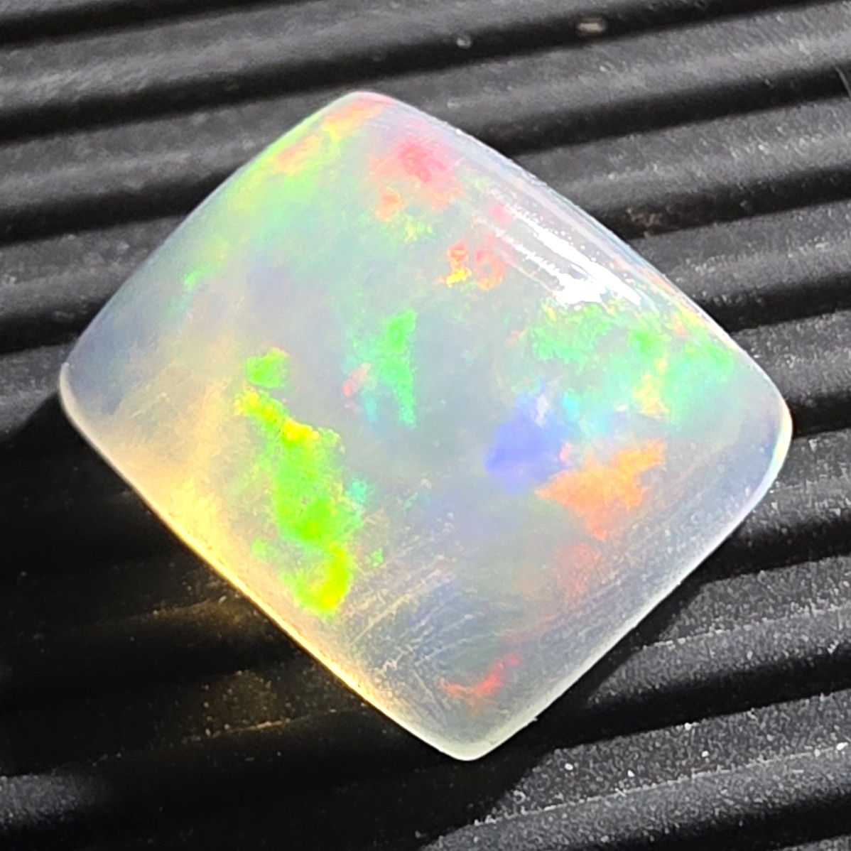 Opal White/Multicolor Cushion Cabochon Loose Gemstone 1.220 ct High Flash