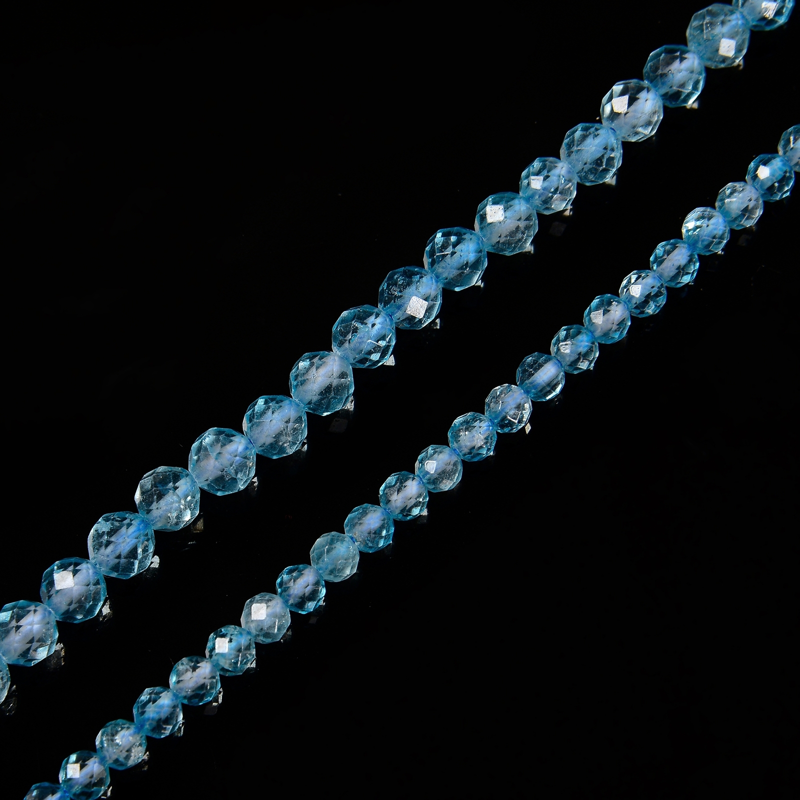 Natural Blue Topaz Faceted Round Beads Size 4mm 5mm 15.5” Strand