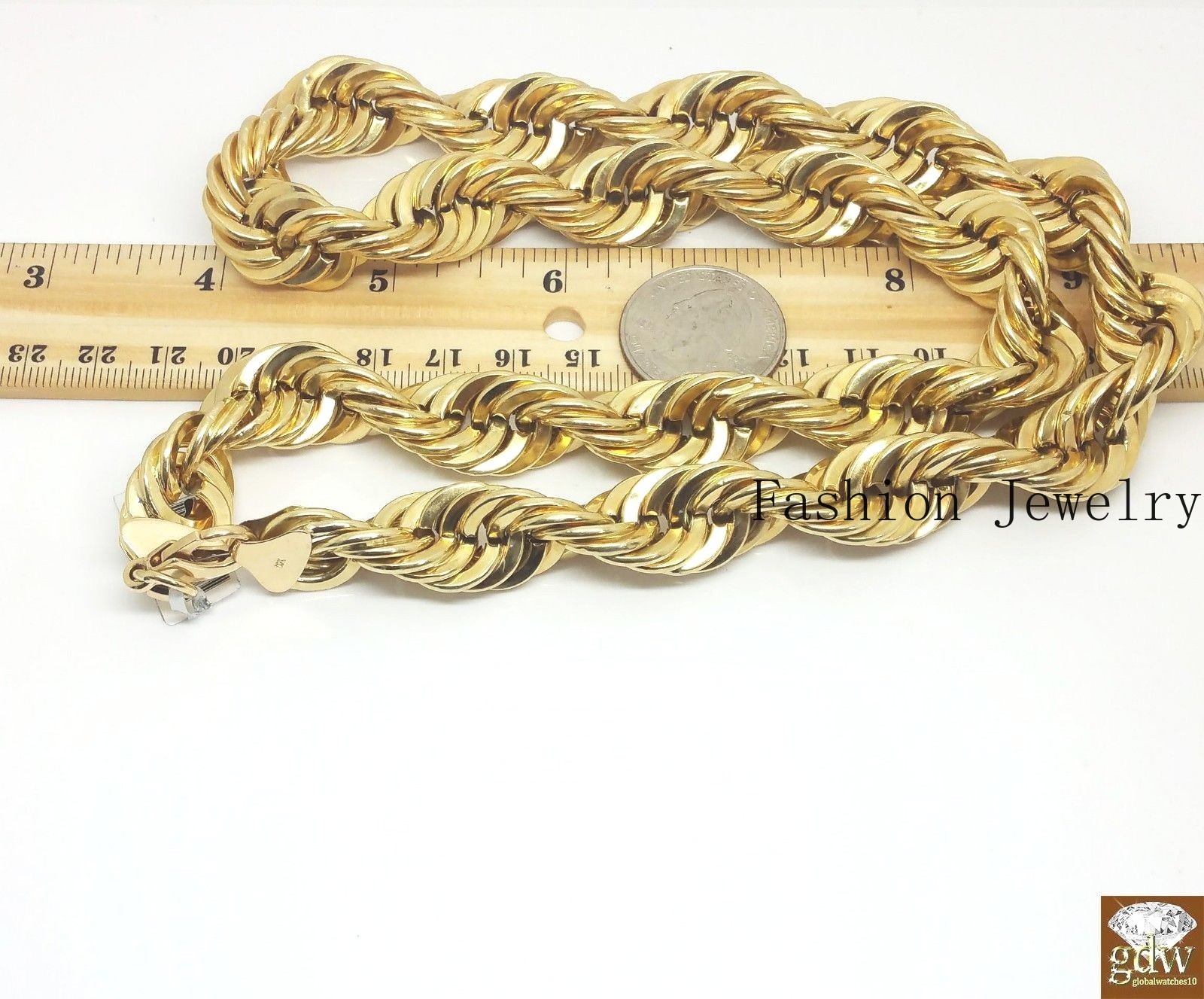 10k Real Gold Rope Chain Necklace 22 Inch 15mm Men thick Brand NEW On Sale