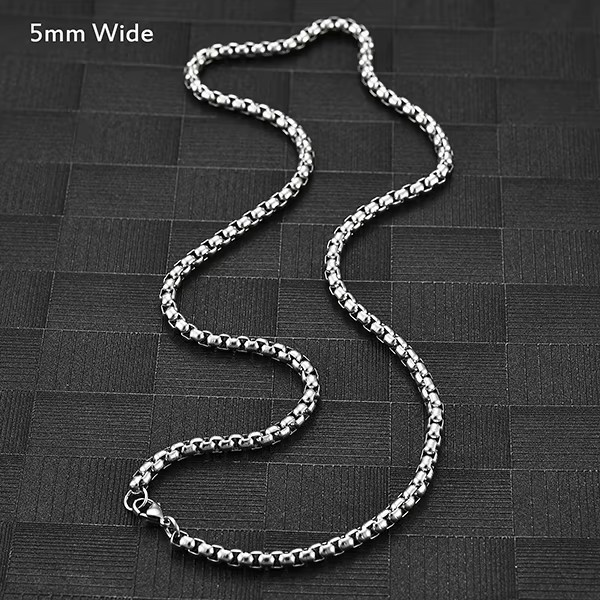 Stainless Steel Rolo Square Box Chain Necklace Unisex Men Women Silver