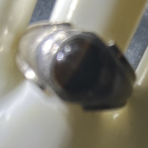 Vintage Large Oval TIGER EYE Stone .935 Sterling Silver Ring Mens Womens Modern