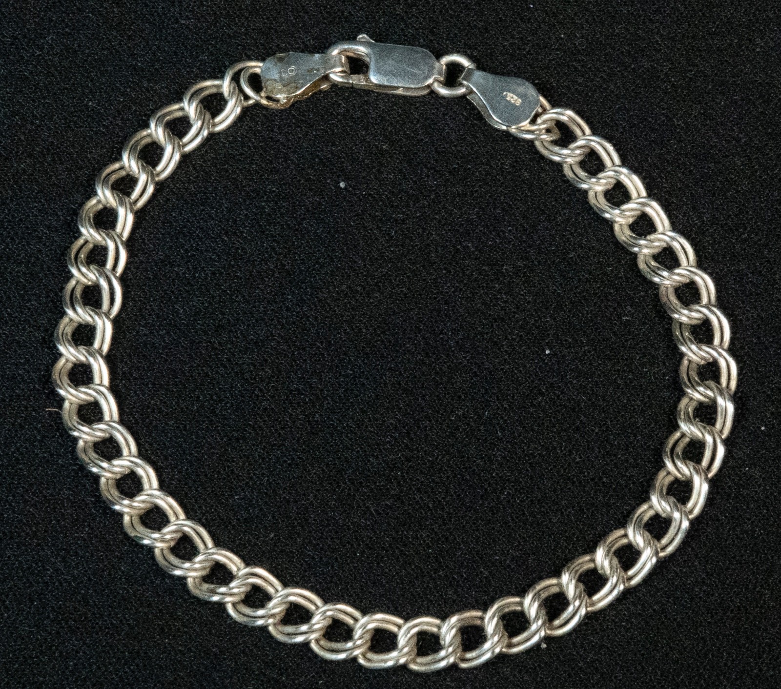 Sterling Silver Italy Bracelet Double Curb Chain Charm Bracelet 7″ – 5.7g