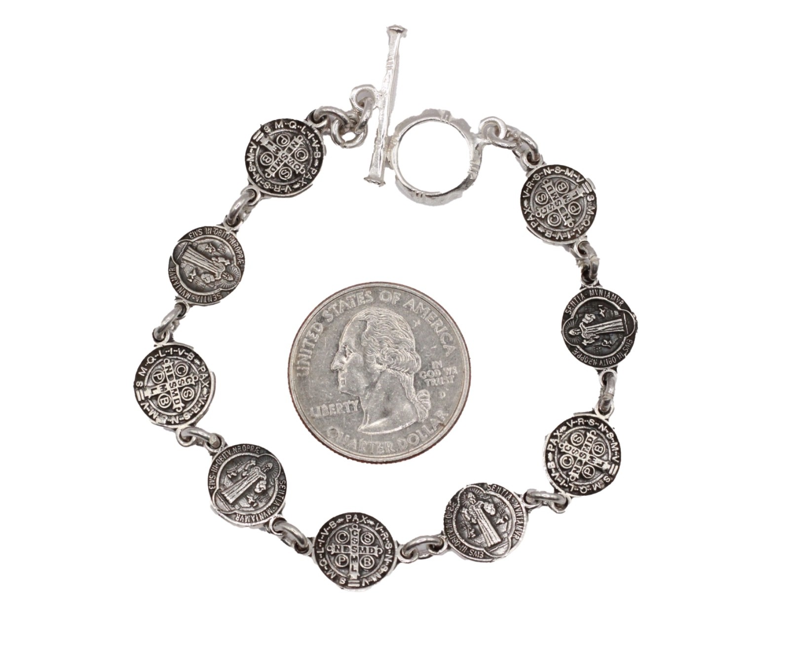San Benito Medal Bracelet .925 Sterling Silver – St Benedict Silver 7 inch