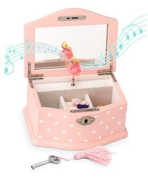 Elle Jewelry Box – Ballerina Jewelry Organizer and Swan Lake Wind-Up Music Pink