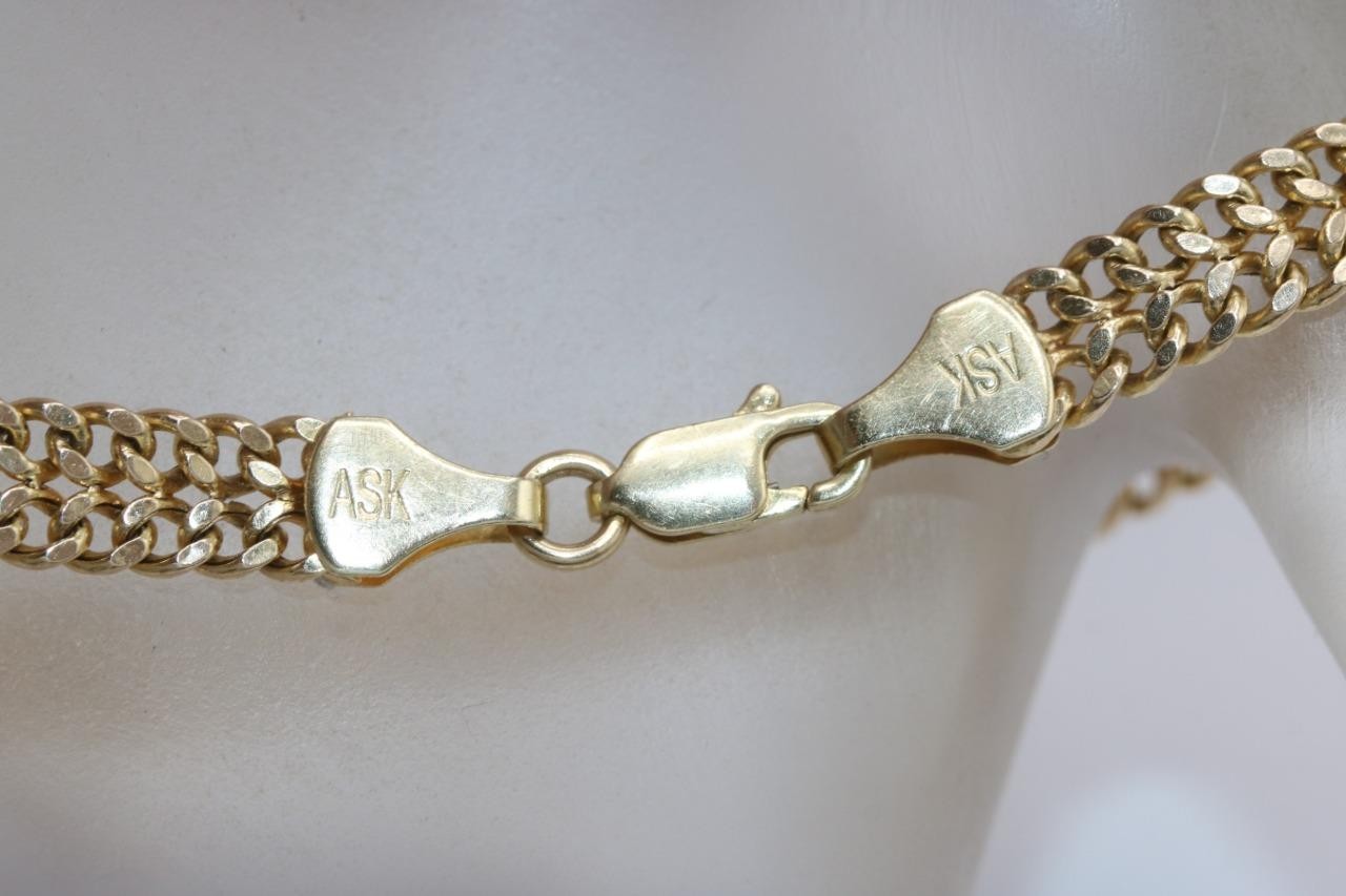 Fine 10K Yellow Gold 6mm Double Curb Link Chain Bracelet Fits 6 3/4″