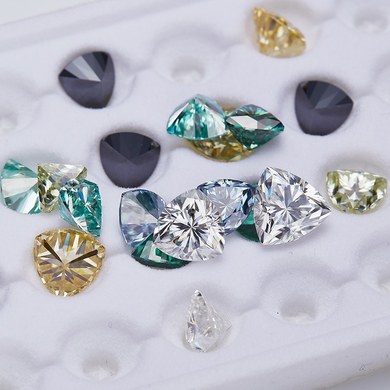 Colorful Rare Trillion Cut 0.1-5ct Moissanite Stone GRA VVS1 Jewelry Making
