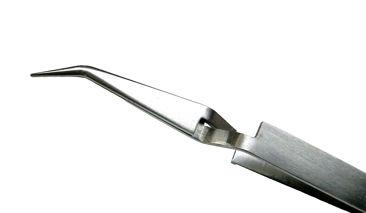 Cross Lock Tweezers Bent Tip Curved 4-1/2″ Cross Locking Soldering Tweezer