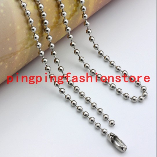 1.5-12mm Fashion Women Men Silver Ball Bead Chain Stainless Steel Necklace16-40″
