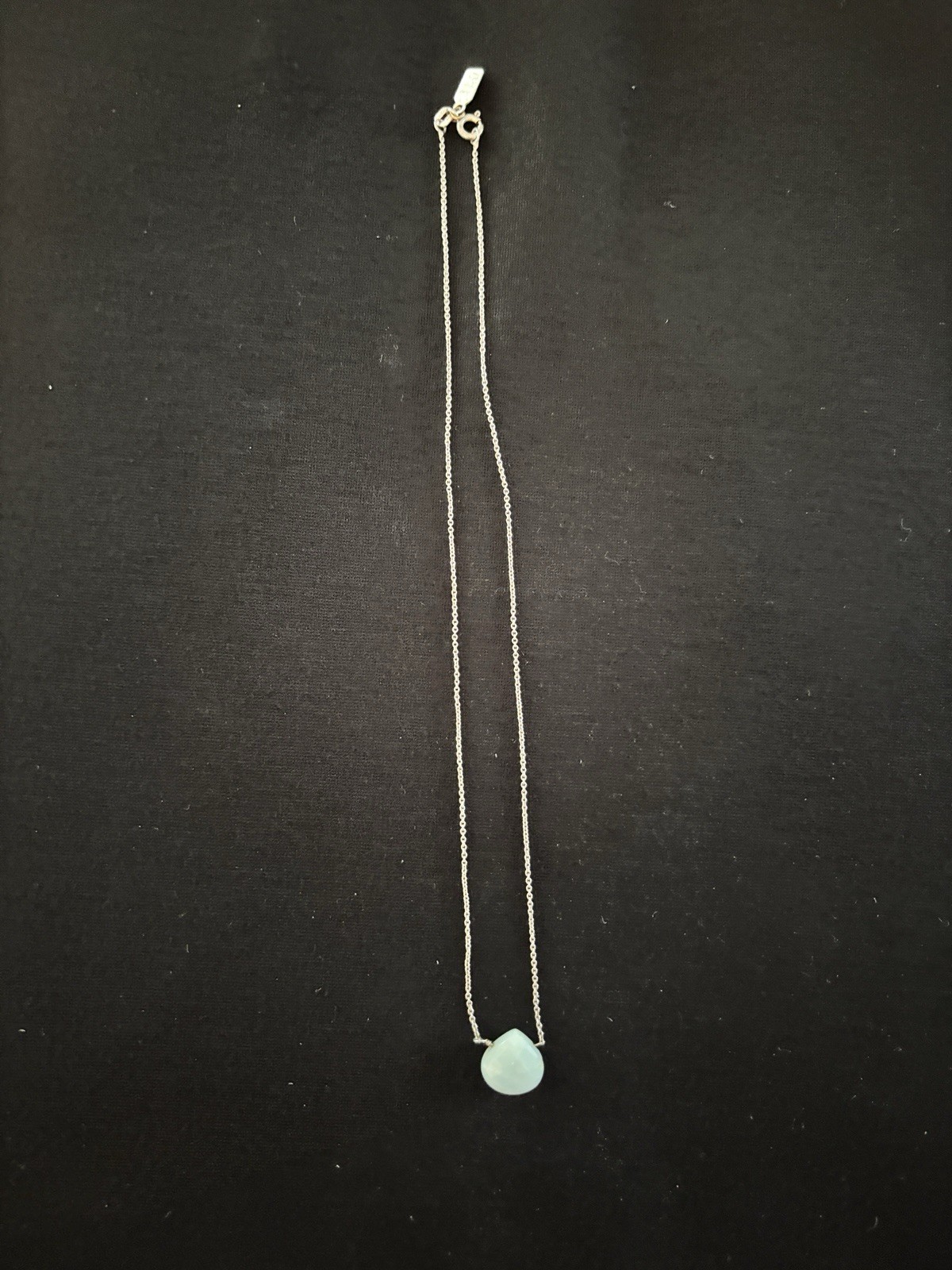 J.Jill Pale Aqua Blue Faceted Teardrop Pendant Silver Tone Necklace