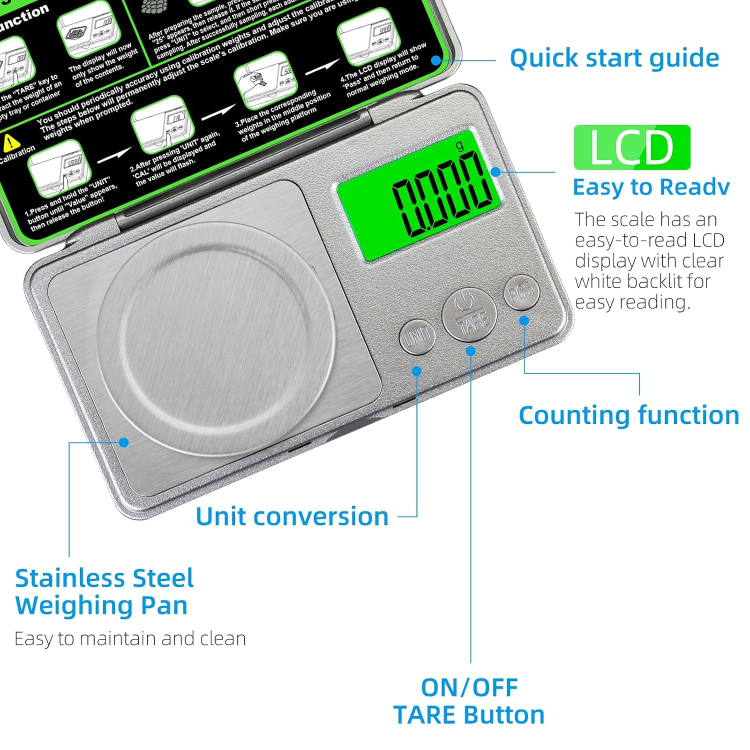 High Precision Mg Scale 100G/0.001G, Pocket Digital Milligram Scale, Small Gram