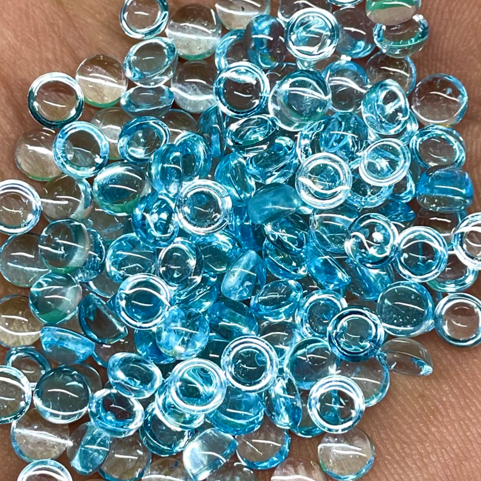 40 Pcs Natural Sky Blue Topaz 4.7-5mm Round Shape Loose Cabochon Gemstones Lot