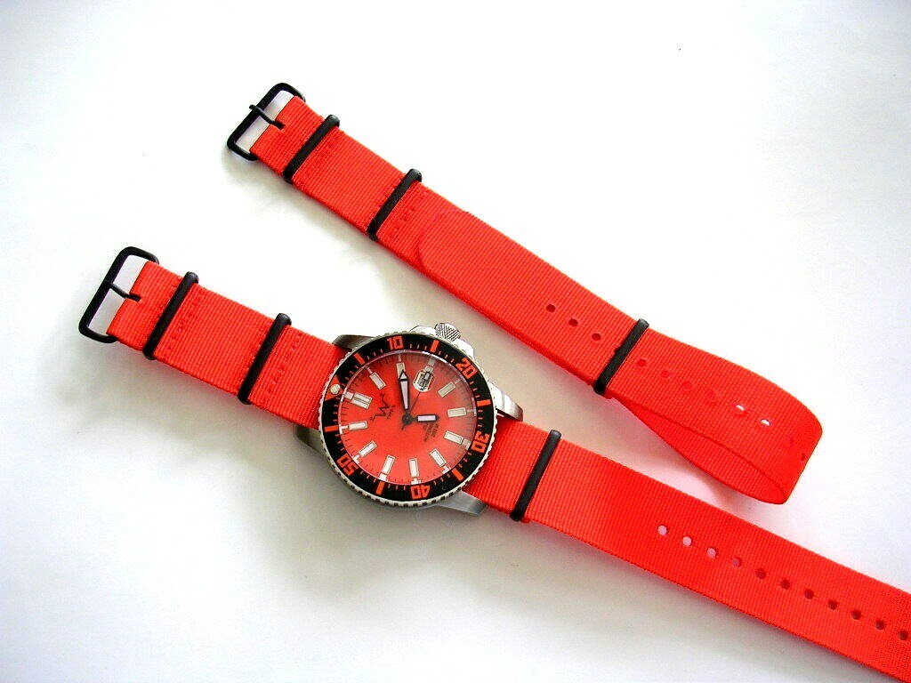 NATO ® X nylon watch band strap Coast Guard Orange 20m 22m g10 PVD RAF IW SUISSE