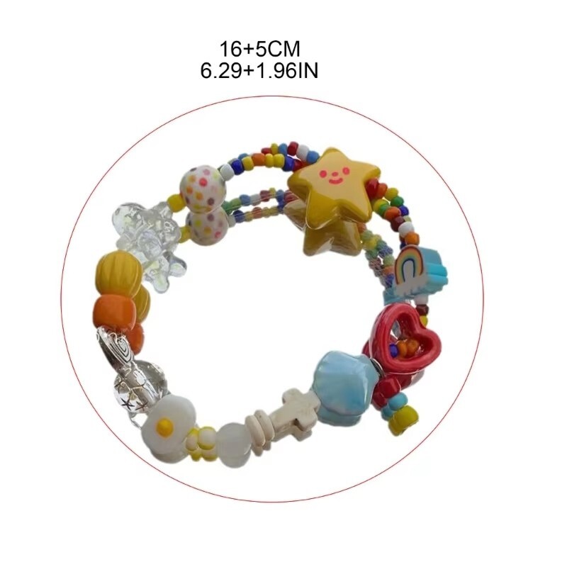 Cute Fashion Colorful Star Bead Handmade Elastic Cord Bracelet
